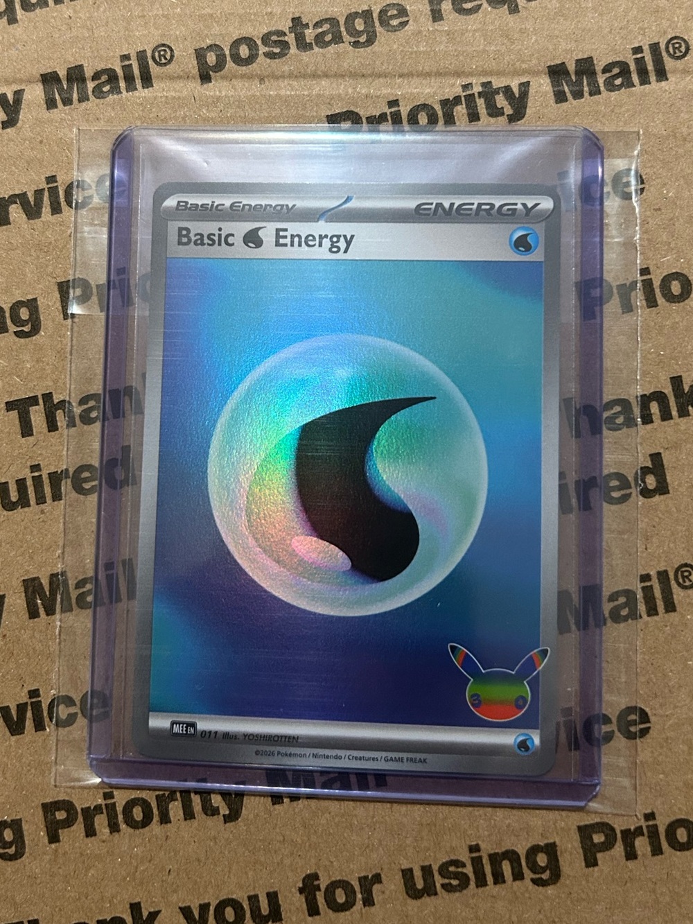 Holo Basic Water💧 Energy 30th Celebration Pokemon TCG Card No. 011